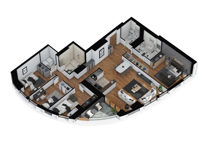 Four Bedrooms - 3d image view