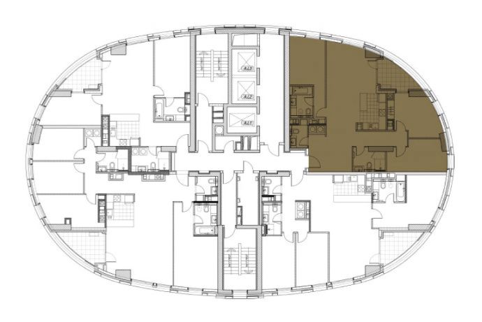 Three Bedrooms - Orientation of the apartment within the complex