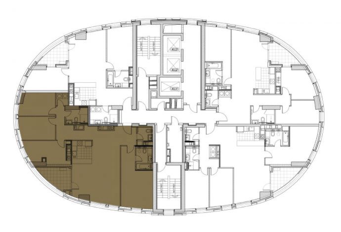 Four Bedrooms - Orientation of the apartment within the complex